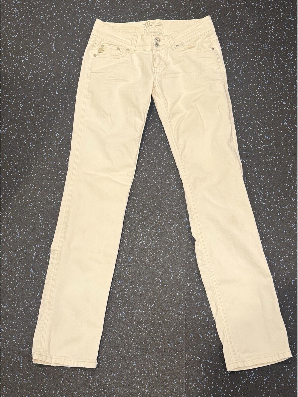 Miss Me Jeans Womens 27 White Mid Rise Embellished Jeweled Back Pocket